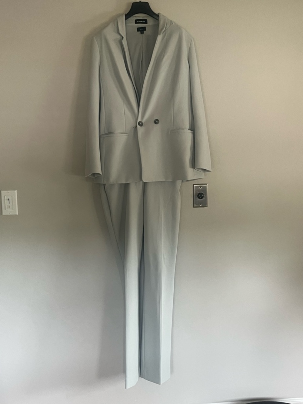 Express Mint Green Double Breasted Suit Set Soft Twill